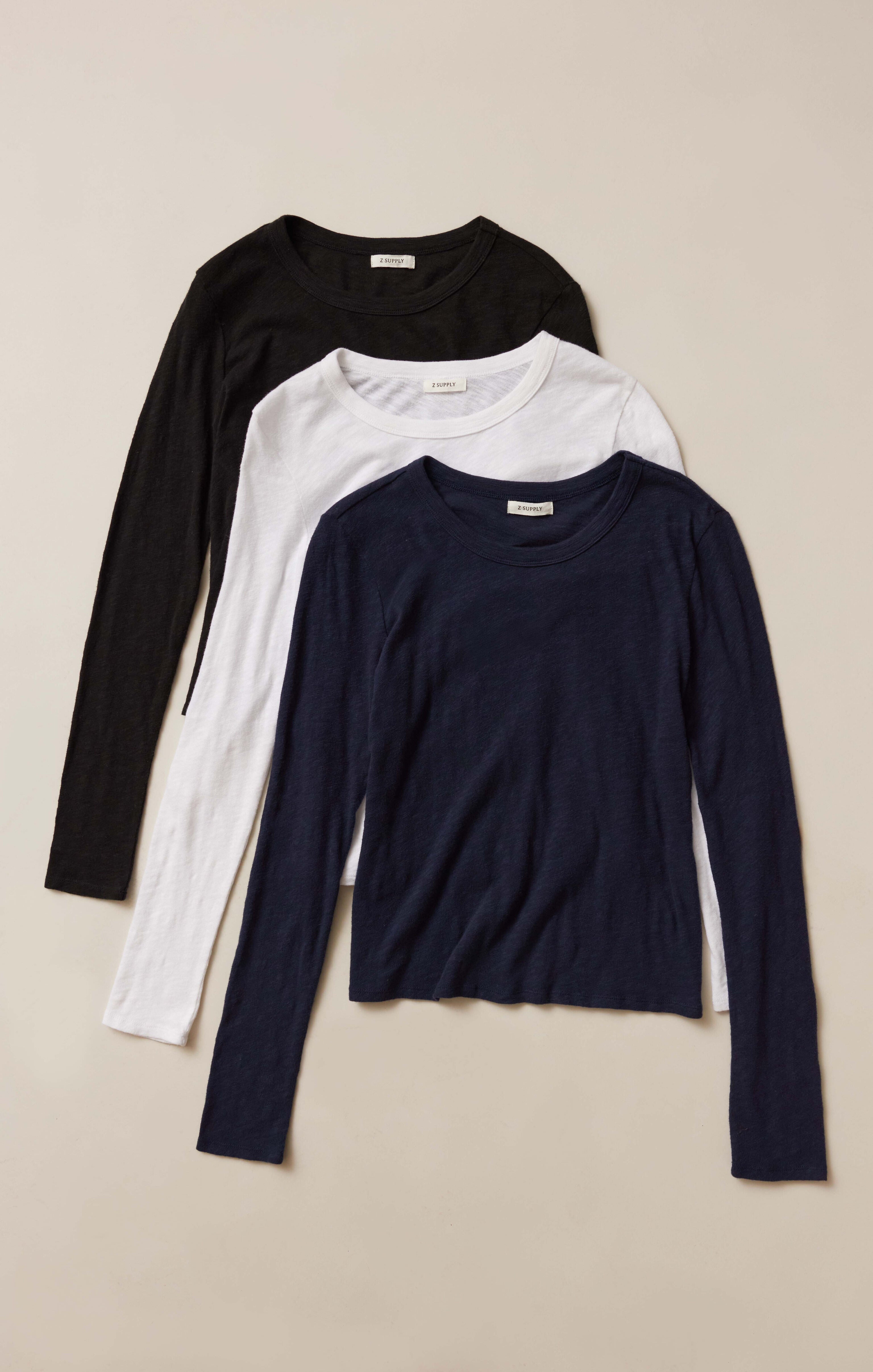 完売品 Jent Louis Zip Rib Long Sleeve Tee Junie Slub Long Sleeve Tee 3-Pack – Z SUPPLY