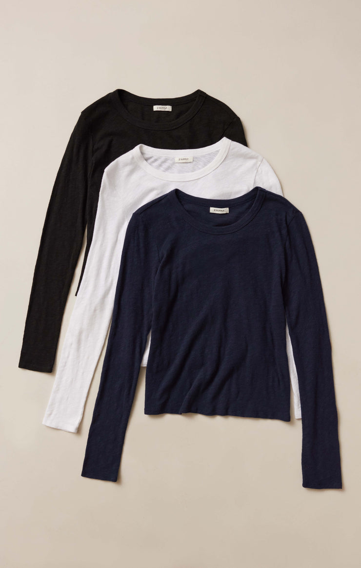 Junie Slub Long Sleeve Tee 3-Pack White