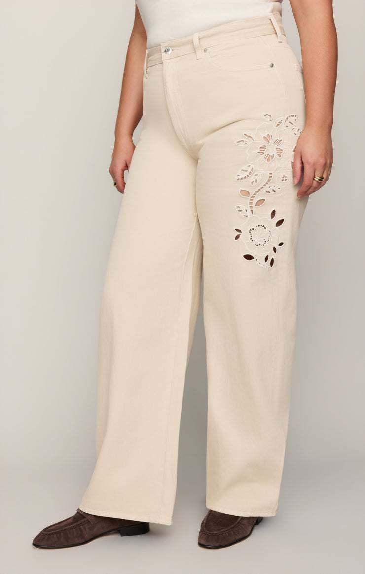 Pants The Show Off High-Rise Bowed Denim Soapstone