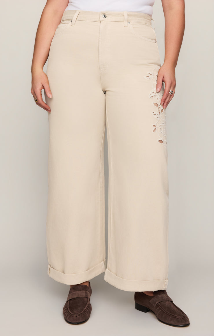Pants The Show Off High-Rise Bowed Denim Soapstone