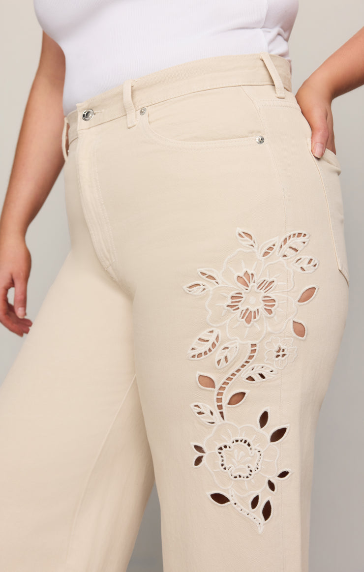 Pants The Show Off High-Rise Bowed Denim Soapstone