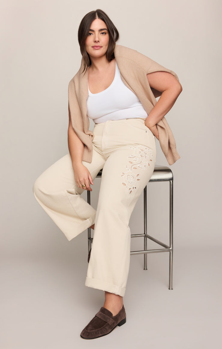 Pants The Show Off High-Rise Bowed Denim Soapstone