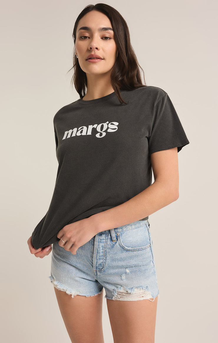 Tops Margs Boyfriend Tee Black Sand