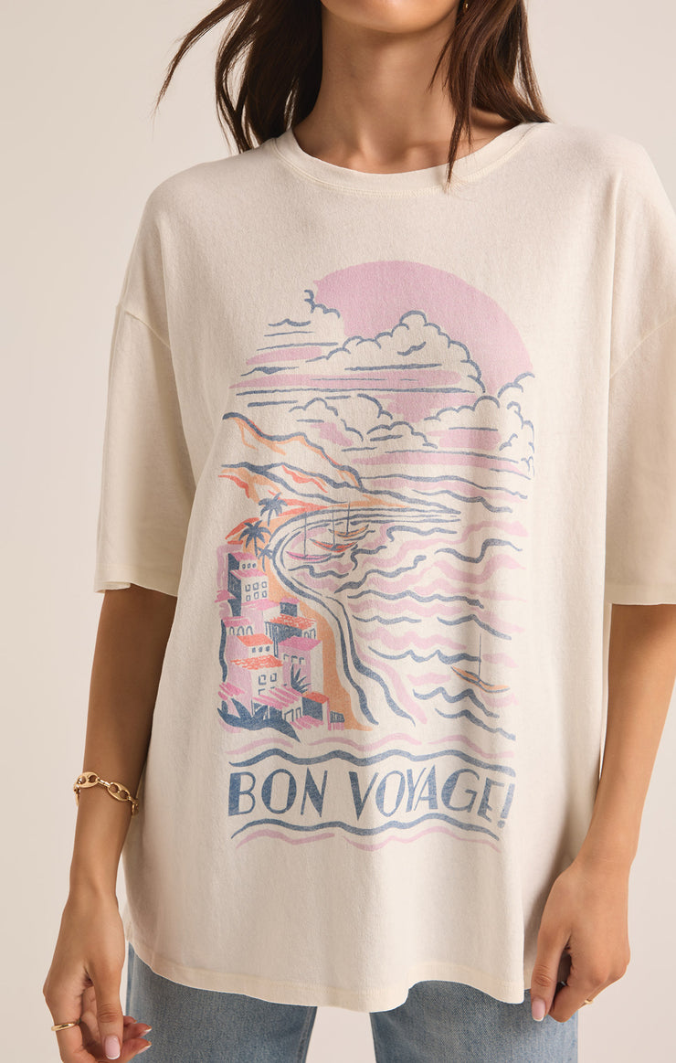 Tops Bon Voyage SoCal Oversized Tee Sea Salt