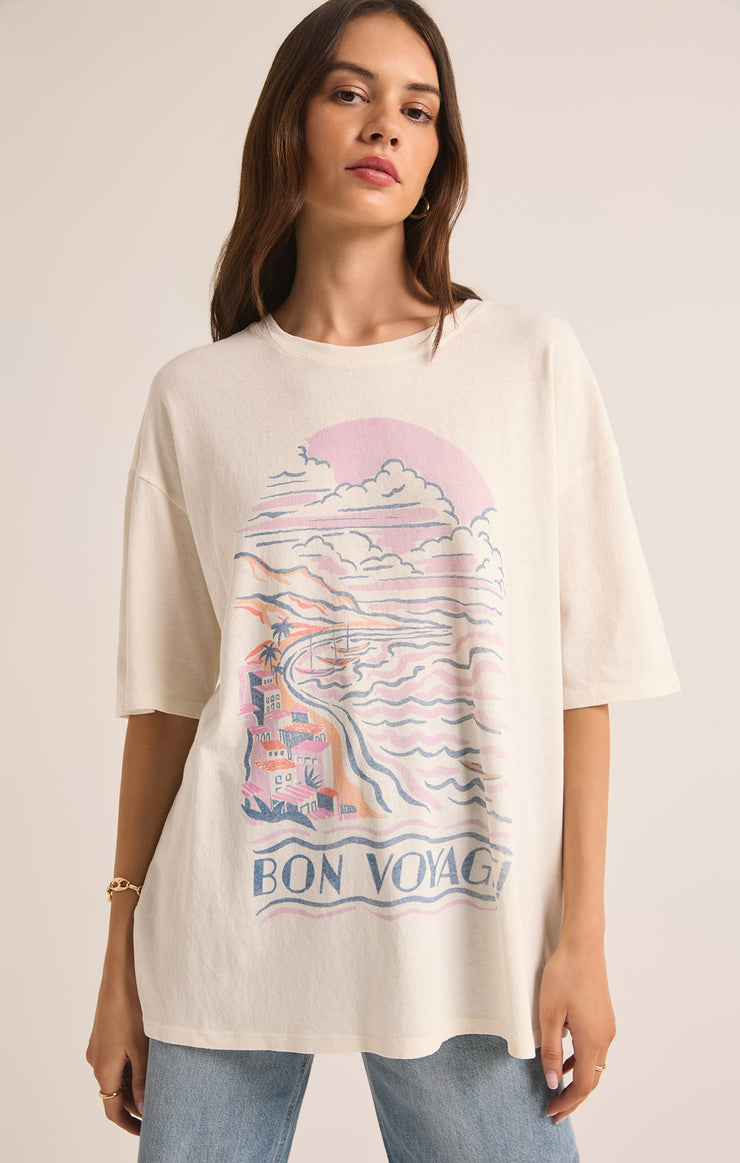 Tops Bon Voyage SoCal Oversized Tee Sea Salt