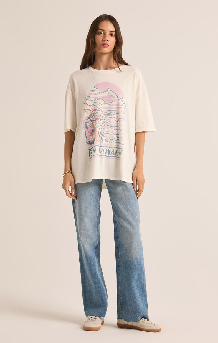 Tops Bon Voyage SoCal Oversized Tee Sea Salt