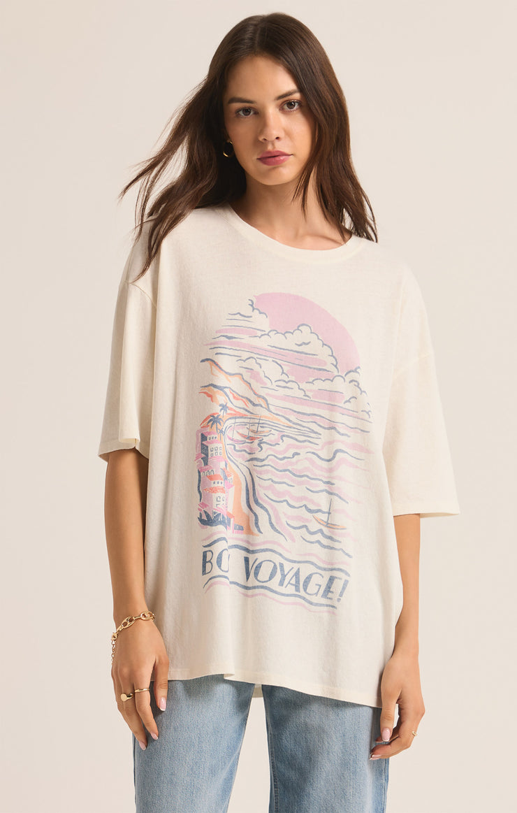 Tops Bon Voyage SoCal Oversized Tee Sea Salt