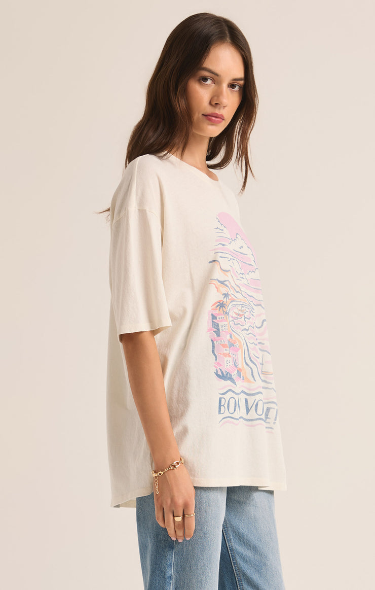 Tops Bon Voyage SoCal Oversized Tee Sea Salt