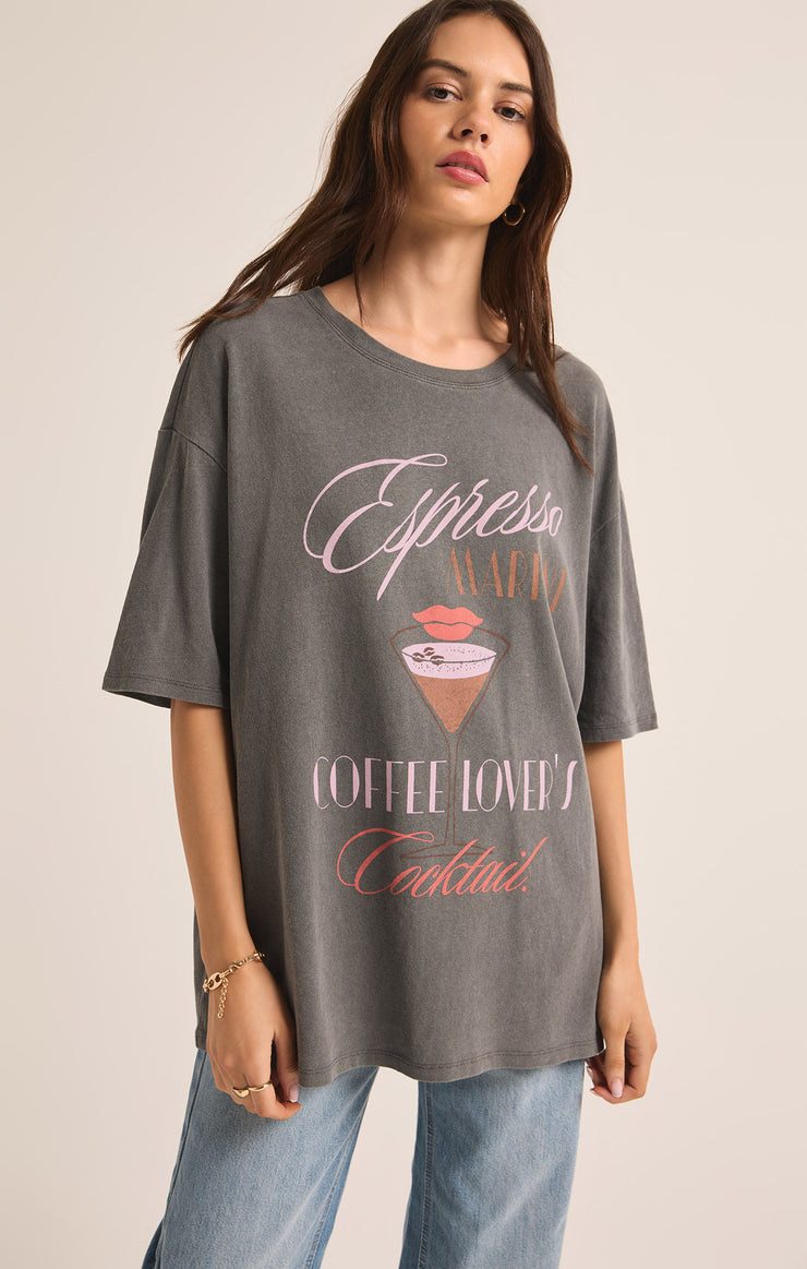 Tops Espresso Martini SoCal Oversized Tee Charcoal Moon