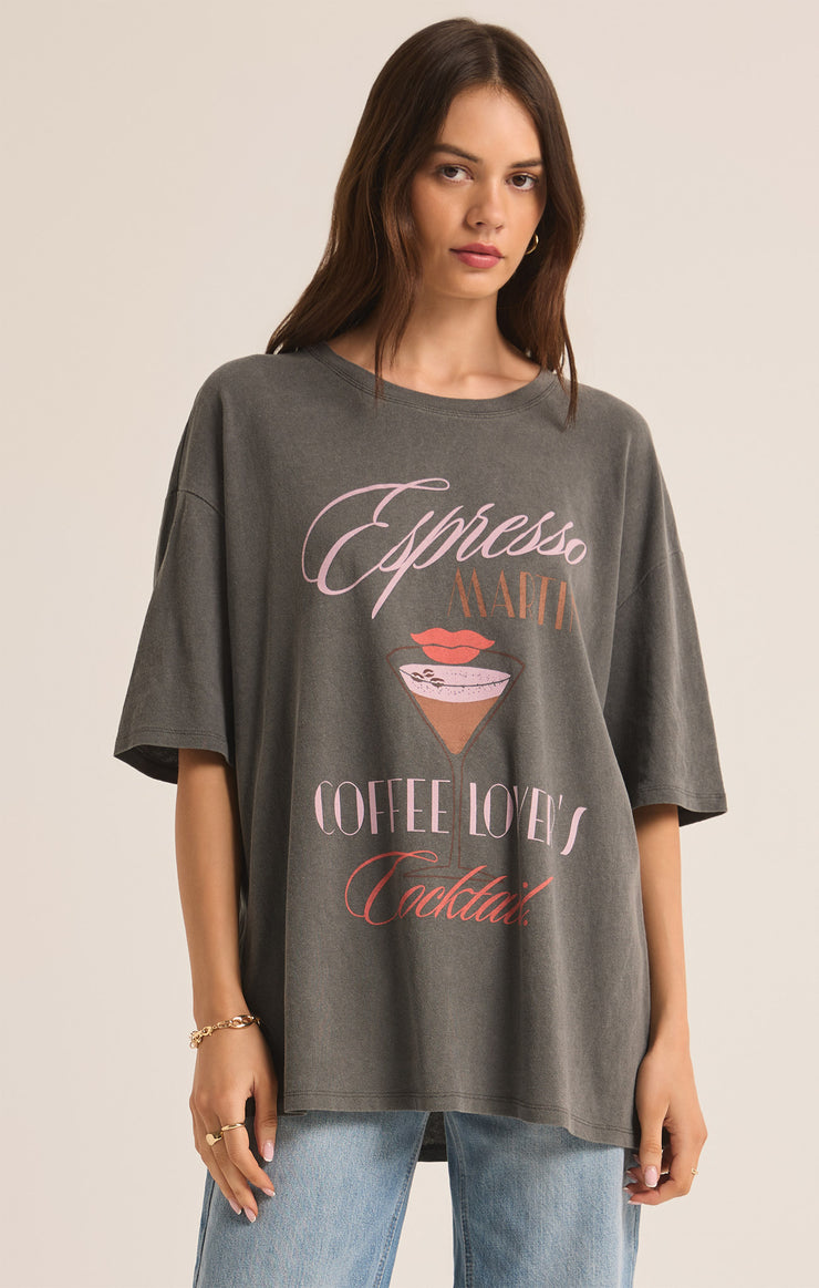 Tops Espresso Martini SoCal Oversized Tee Charcoal Moon