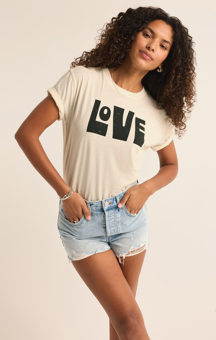 Tops Love You Boyfriend Tee Sea Salt