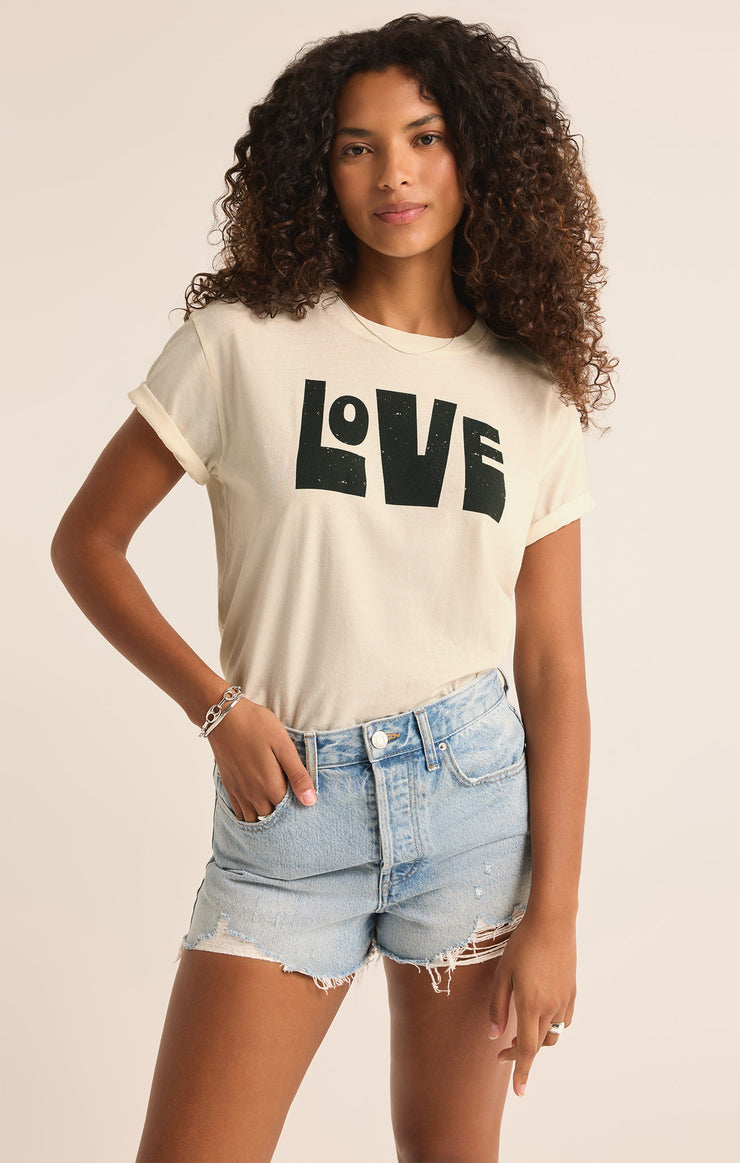 Tops Love You Boyfriend Tee Sea Salt