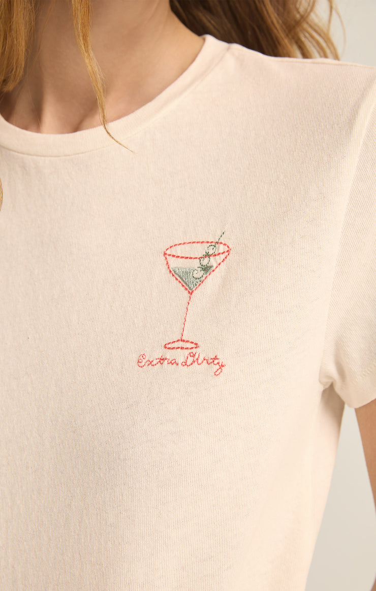 Tops Extra Dirty Embroidered Tee Sea Salt