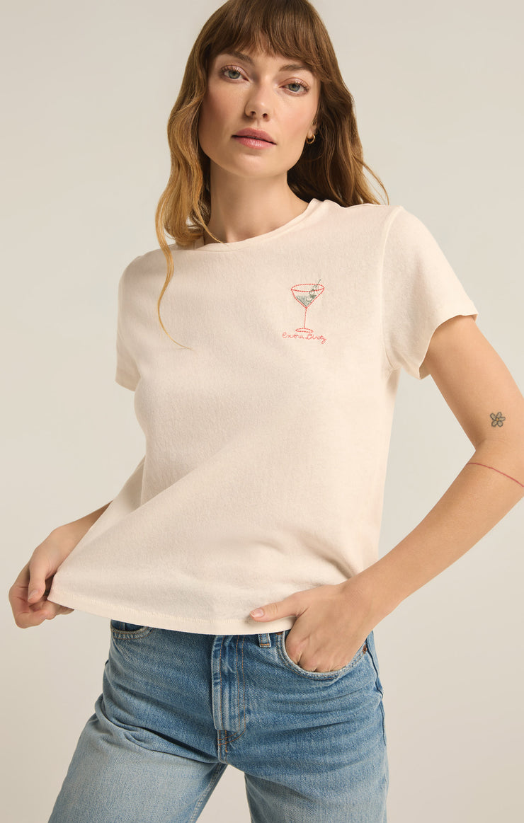 Tops Extra Dirty Embroidered Tee Sea Salt