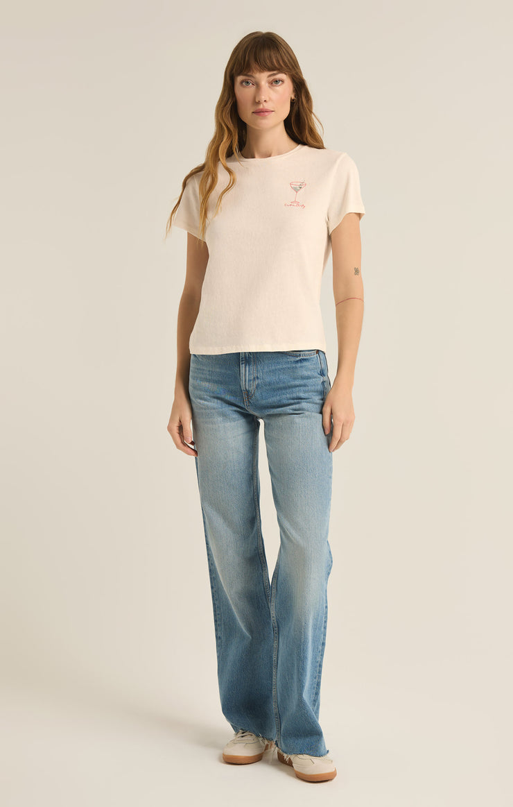 Tops Extra Dirty Embroidered Tee Sea Salt