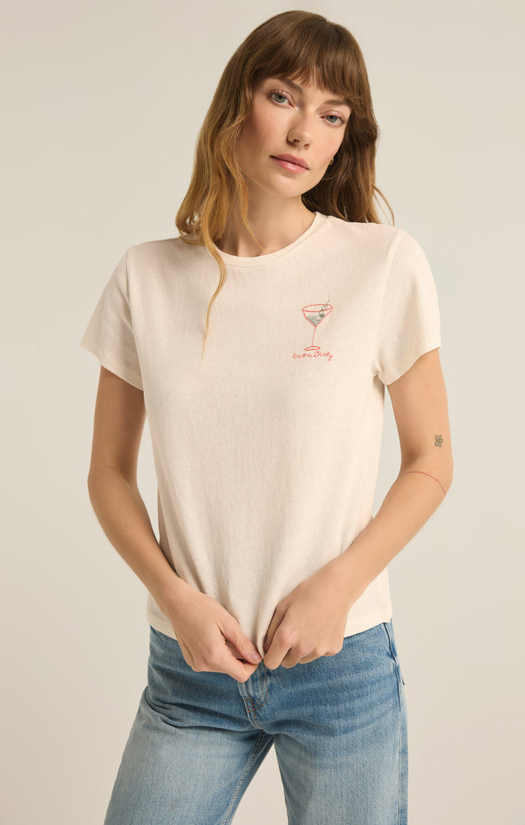 Tops Extra Dirty Embroidered Tee Sea Salt