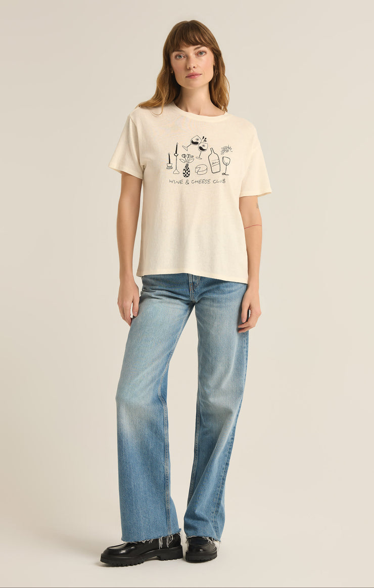 Tops Wine & Cheese Pacific Embroidered Tee Sea Salt