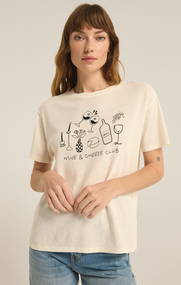 Tops Wine & Cheese Pacific Embroidered Tee Sea Salt