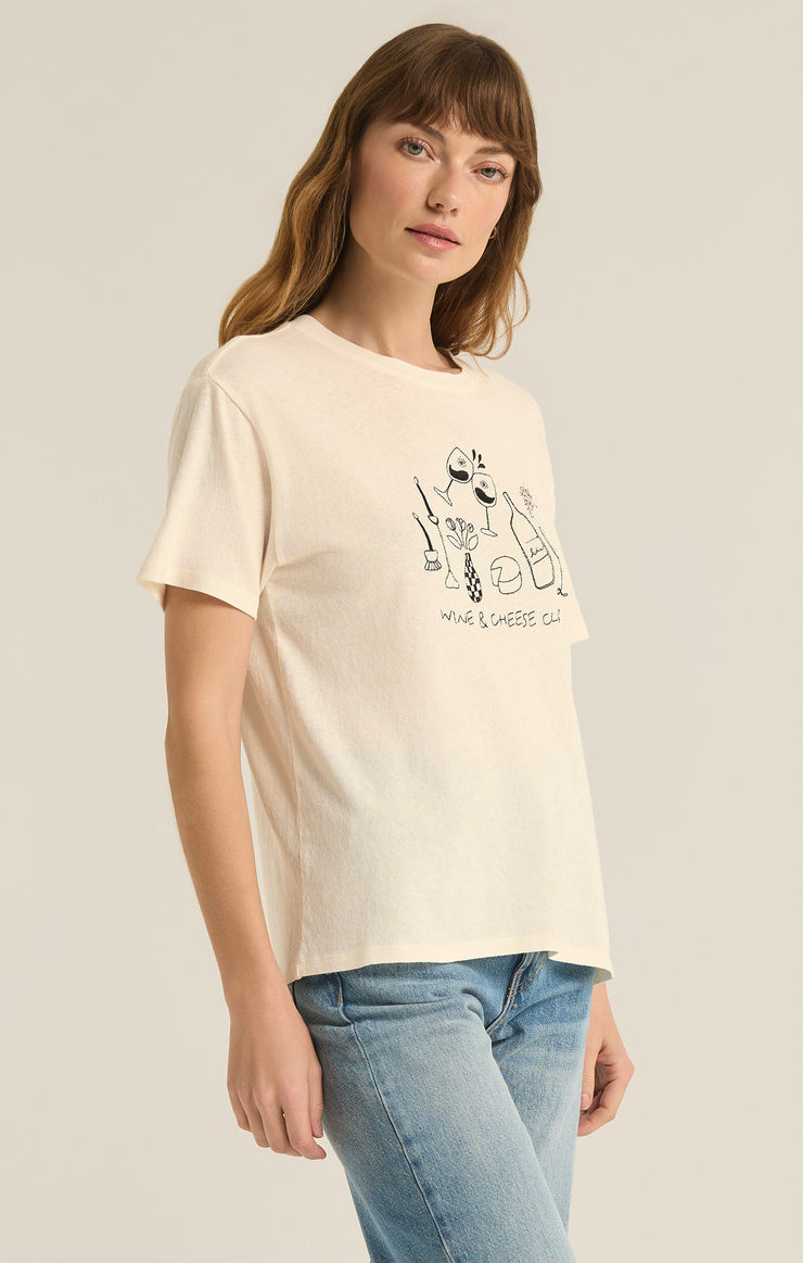 Tops Wine & Cheese Pacific Embroidered Tee Sea Salt