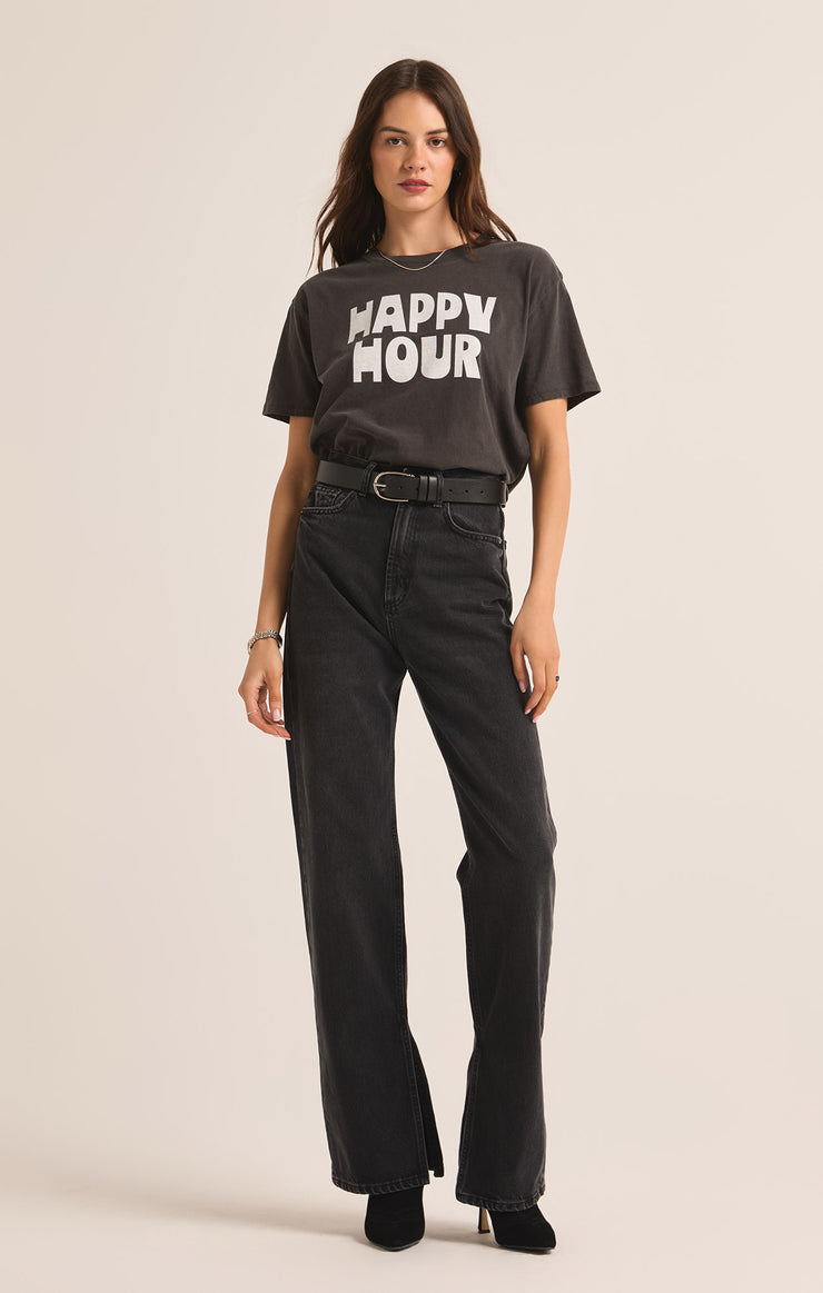 Tops Happy Hour Boyfriend Tee Black Sand