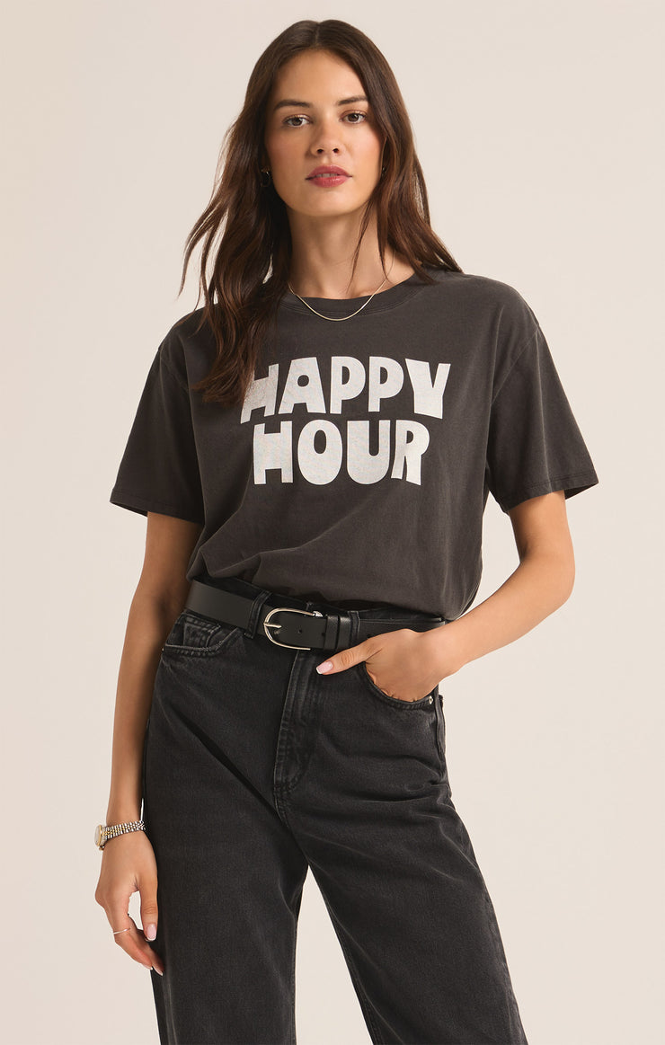 Tops Happy Hour Boyfriend Tee Black Sand