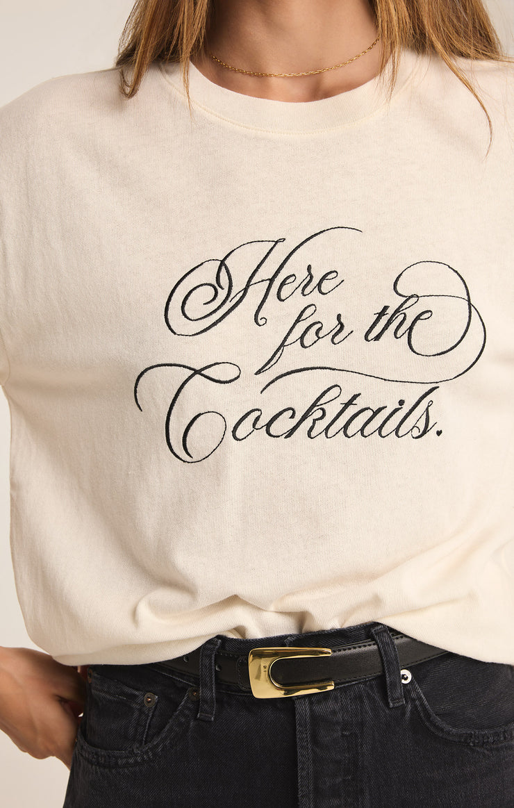 Tops Cocktails Pacific Embroidered Tee Sea Salt