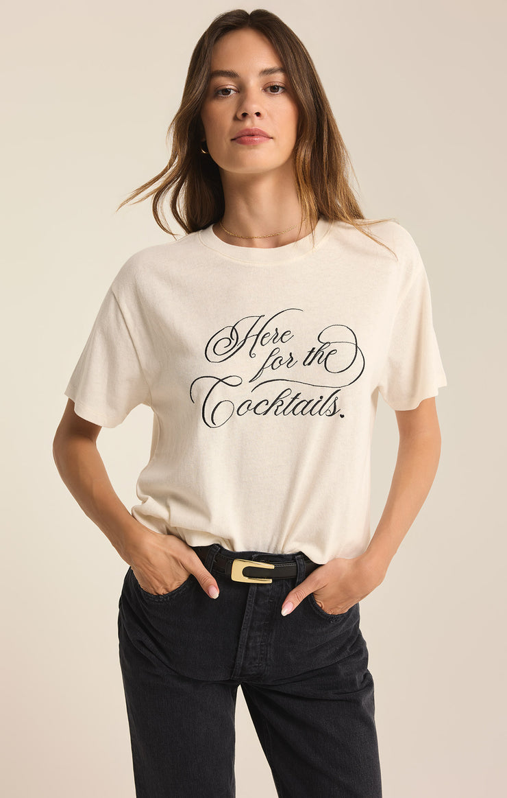 Tops Cocktails Pacific Embroidered Tee Sea Salt