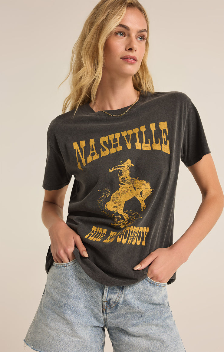 Tops Nashville Boyfriend Tee Black Sand