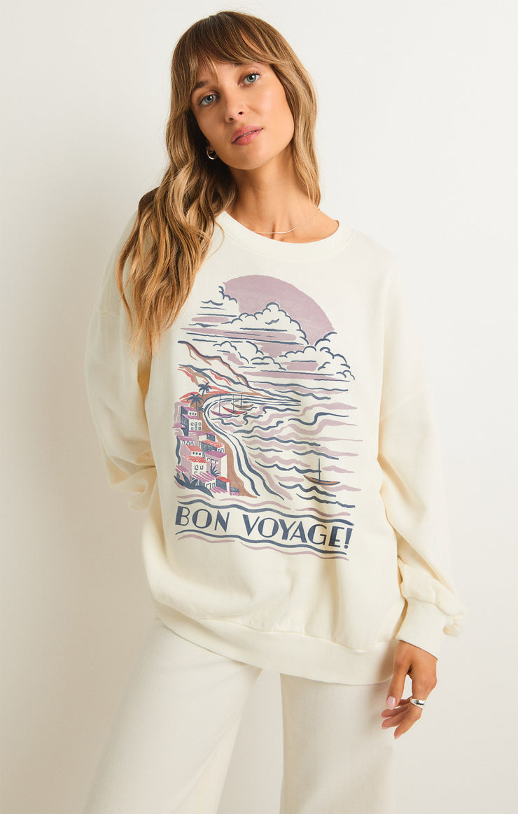 Tops Bon Voyage Sunday Sweatshirt Sea Salt