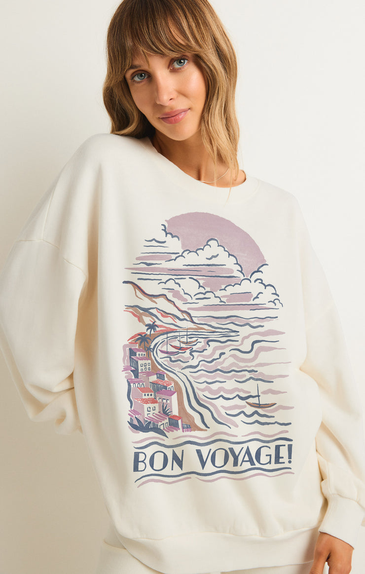 Tops Bon Voyage Sunday Sweatshirt Sea Salt