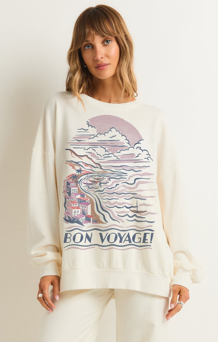 Tops Bon Voyage Sunday Sweatshirt Sea Salt