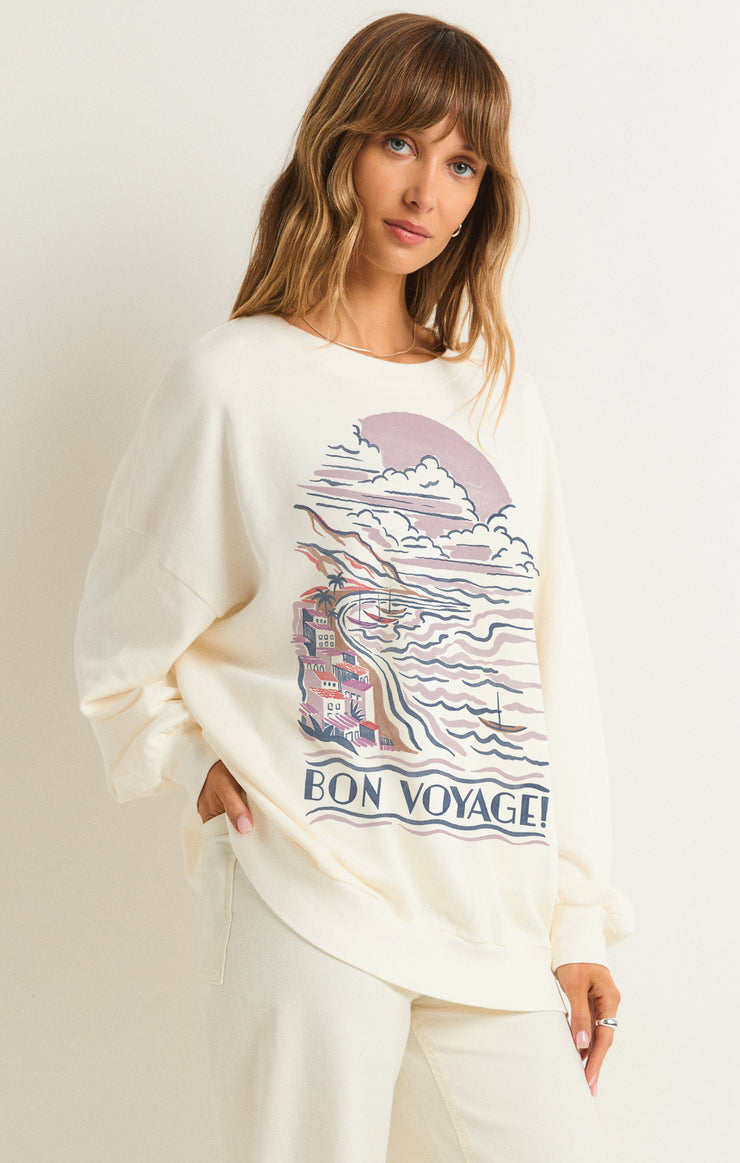 Tops Bon Voyage Sunday Sweatshirt Sea Salt