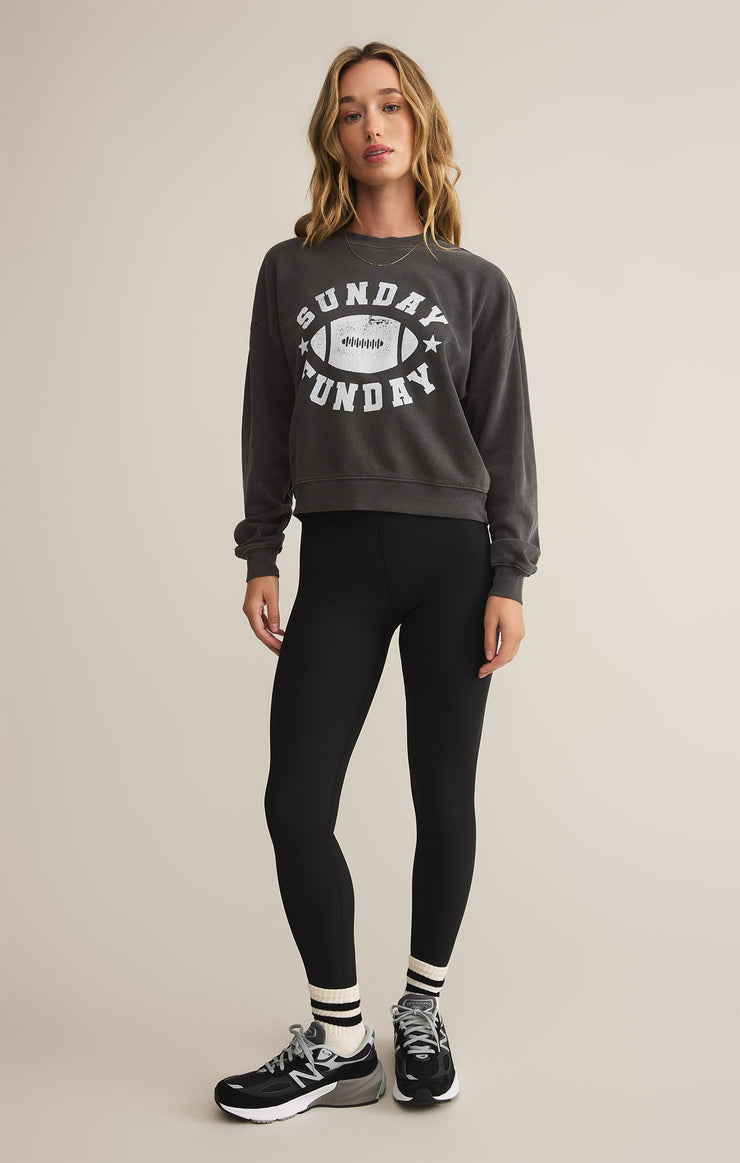 Tops Funday Football Tomgirl Sweatshirt Black Sand