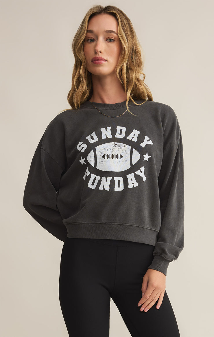 Tops Funday Football Tomgirl Sweatshirt Black Sand