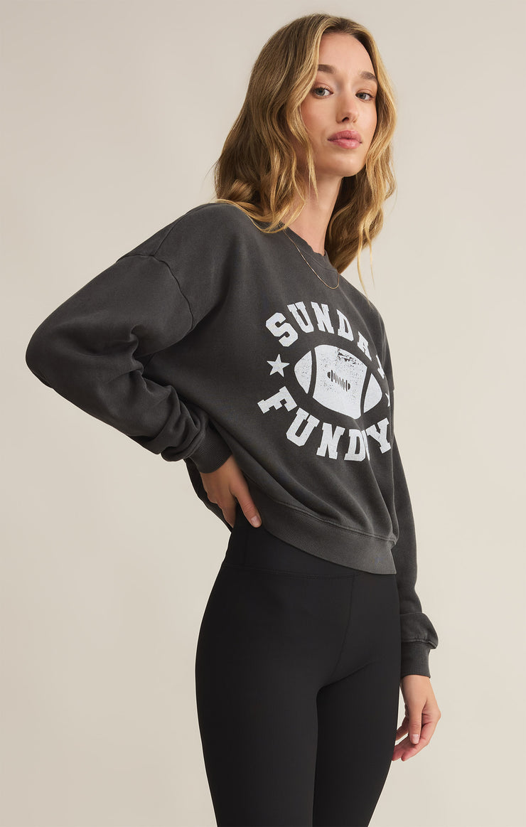 Tops Funday Football Tomgirl Sweatshirt Black Sand