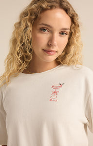 TopsCocktail Relaxed Embroidered Tee Sea Salt