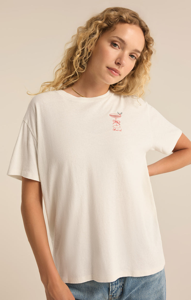 Tops Cocktail Relaxed Embroidered Tee Cocktail Relaxed Embroidered Tee