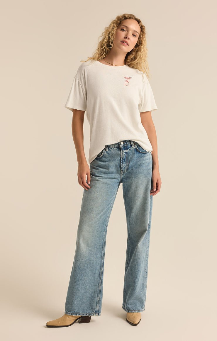 Tops Cocktail Relaxed Embroidered Tee Sea Salt