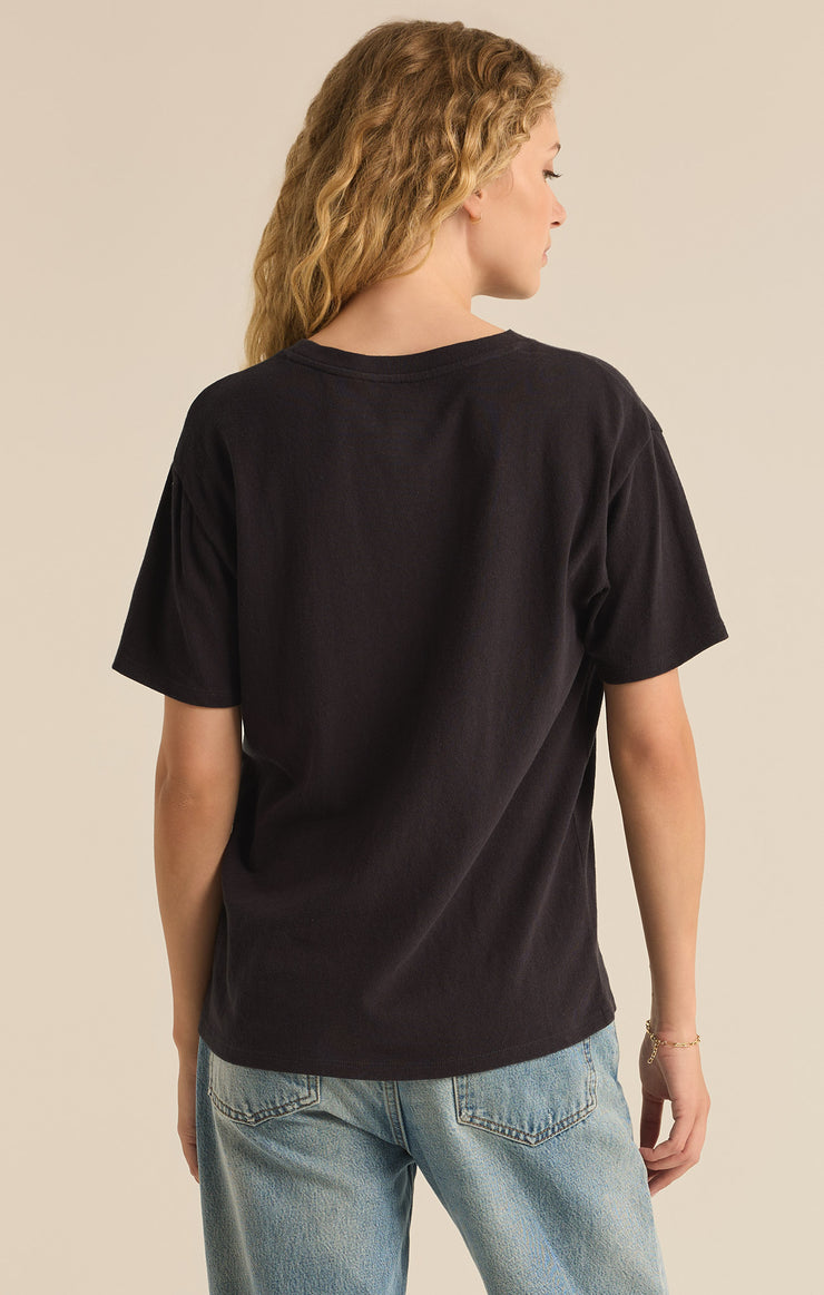 Tops Poppin Pacific Embroidered Tee Black Sand