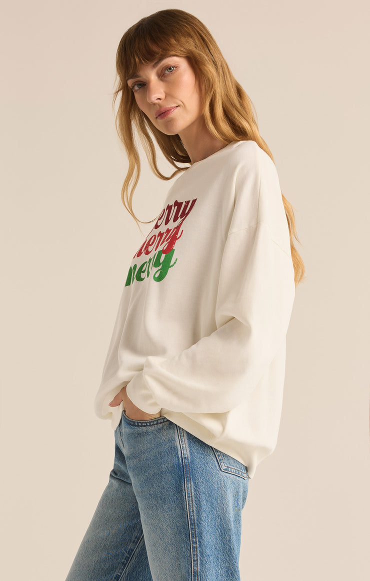 Tops Merry Crewneck Sweatshirt Sea Salt