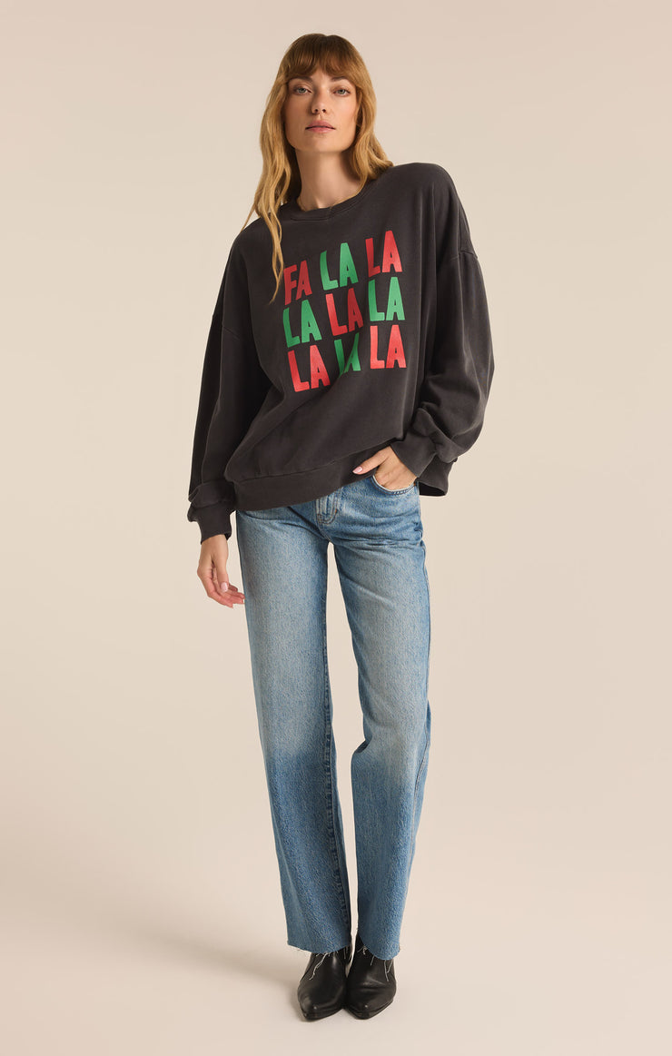 Tops Fa La La Crewneck Sweatshirt Black Sand