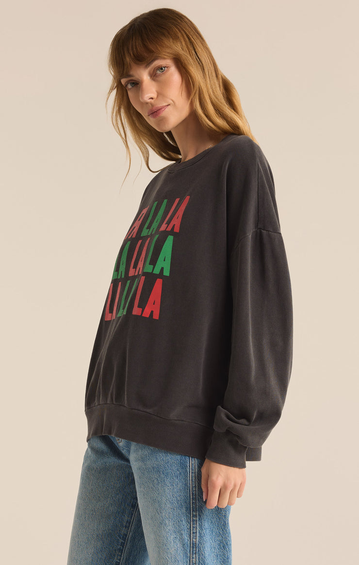 Tops Fa La La Crewneck Sweatshirt Black Sand