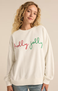 TopsHolly Crewneck Embroidered Sweatshirt Sea Salt