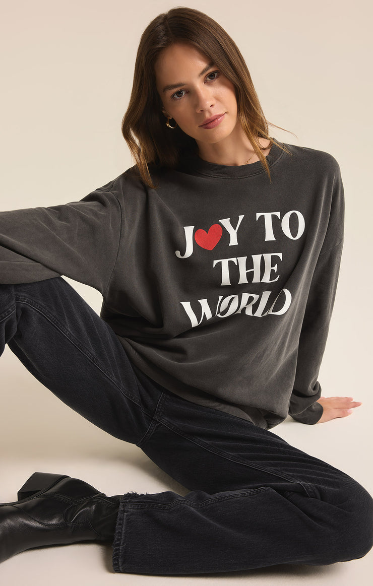 Tops Joy Crewneck Sweatshirt Black Sand