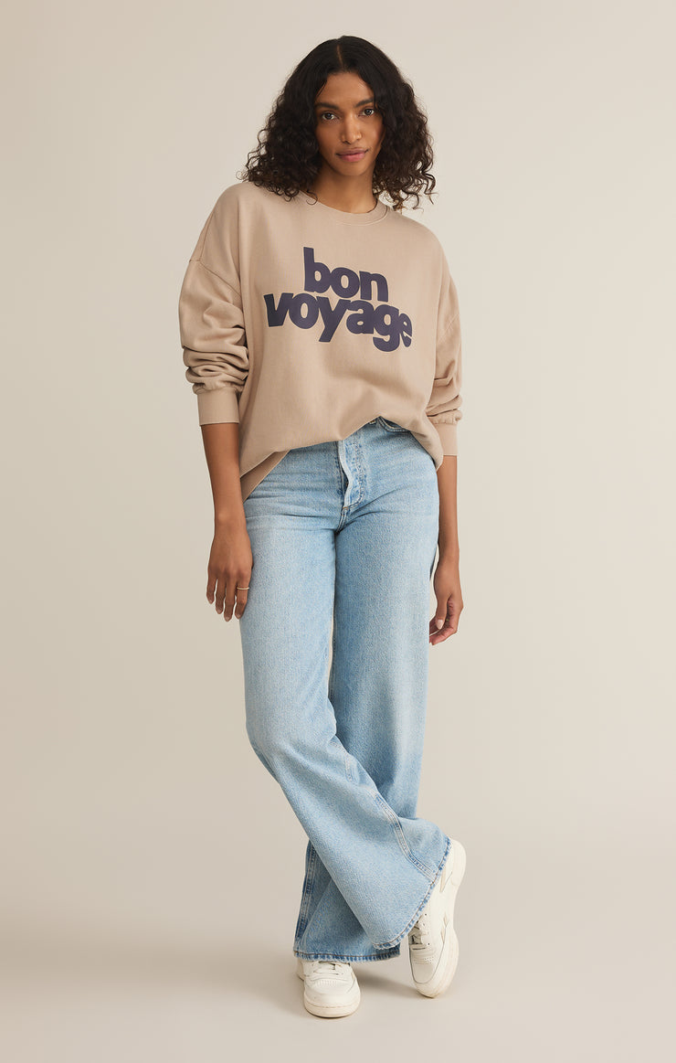 Tops Bon Voyage Sunday Sweatshirt Parchment