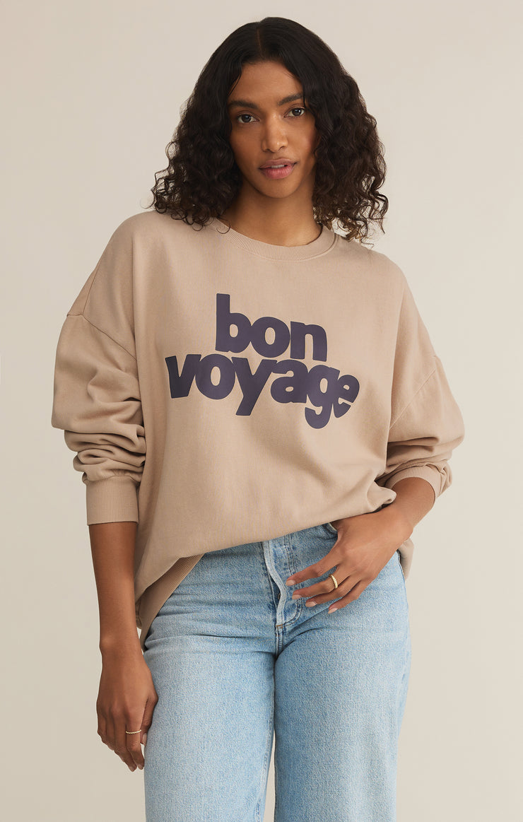 Tops Bon Voyage Sunday Sweatshirt Parchment