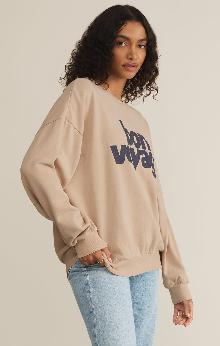 Tops Bon Voyage Sunday Sweatshirt Parchment