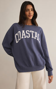 TopsCoastal Sunday Sweatshirt Worn Blue