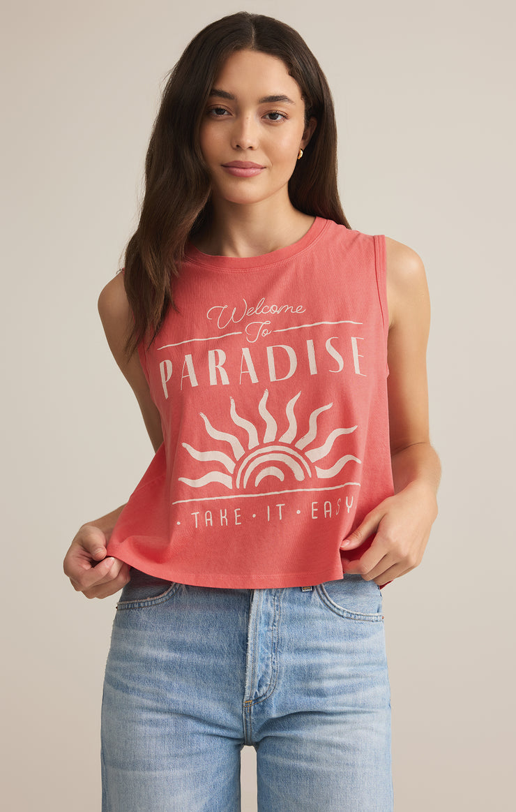 Tops Paradise La Mer Tank Sunset Pink