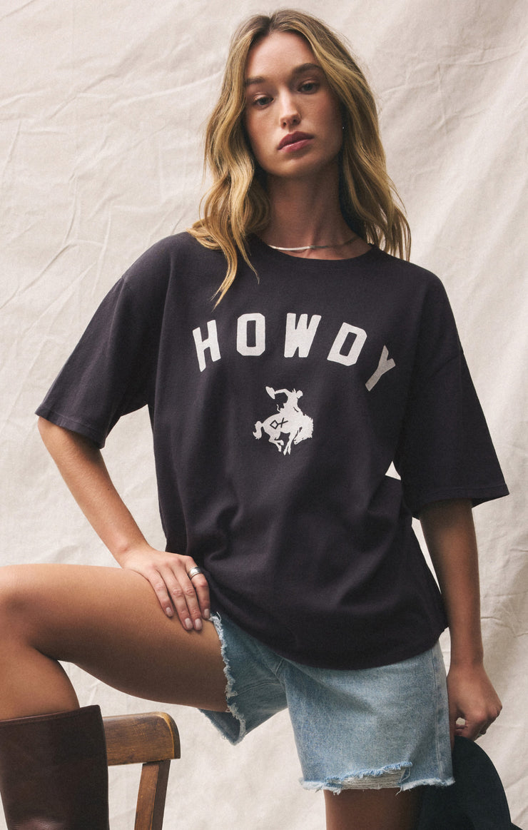 Tops Howdy So Cal Oversized Tee Black Sand